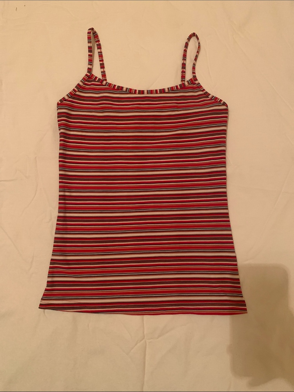 Women’s Small Red Striped Tank Top - Spaghetti Strap